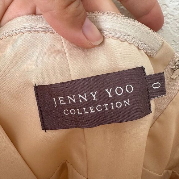 BHLDN Jenny Yoo Annabelle Convertible Column Dress Strapless Tulle Beige Size 0 - Picture 5 of 9